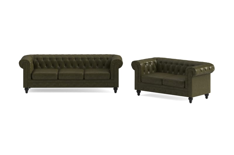 Chesterfield Lyx Soffgrupp 3-sits+2-sits - Grön - Möbler - Vardagsrum - Soffgrupper - Chesterfield soffgrupp