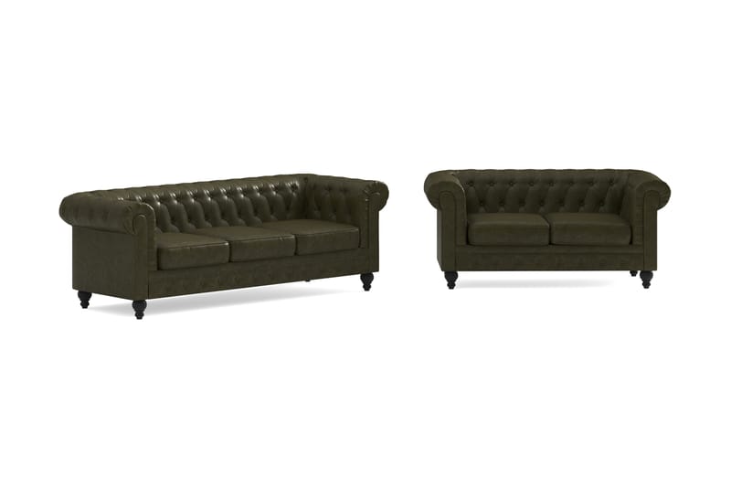 Chesterfield Lyx Soffgrupp 3-sits+2-sits - Grön - Möbler - Vardagsrum - Soffgrupper - Chesterfield soffgrupp