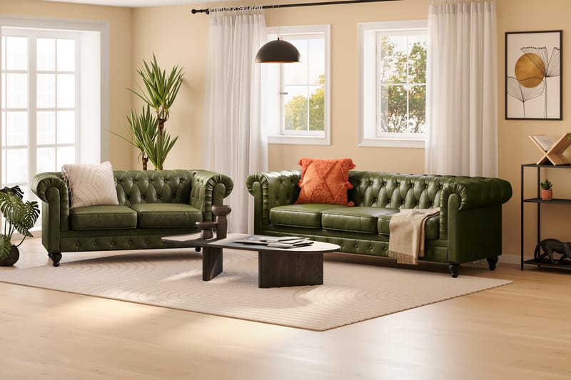 Chesterfield Lyx Soffgrupp 3-sits+2-sits - Grön - Möbler - Vardagsrum - Soffgrupper - Chesterfield soffgrupp