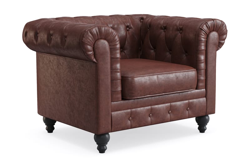 Chesterfield Lyx Soffgrupp 3-sits+2-sits+Fåtölj - Brun - Möbler - Vardagsrum - Soffgrupper - Chesterfield soffgrupp
