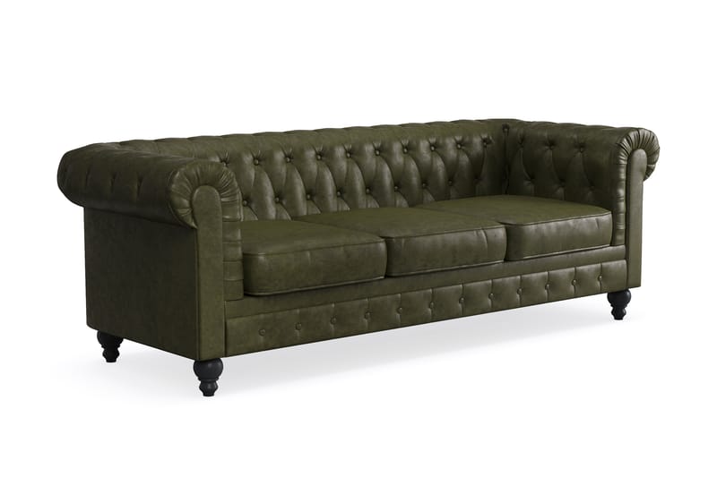 Chesterfield Lyx Soffgrupp 3-sits+2-sits+Fåtölj - Grön - Möbler - Vardagsrum - Soffgrupper - Chesterfield soffgrupp