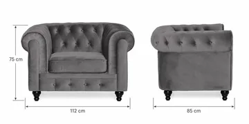 Chesterfield Lyx Soffgrupp 3+2+1 i Sammet - Grå - Möbler - Vardagsrum - Soffgrupper - Chesterfield soffgrupp