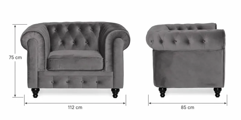 Chesterfield Lyx Soffgrupp 3+2+1 i Sammet - Grå - Möbler - Vardagsrum - Soffgrupper - Chesterfield soffgrupp