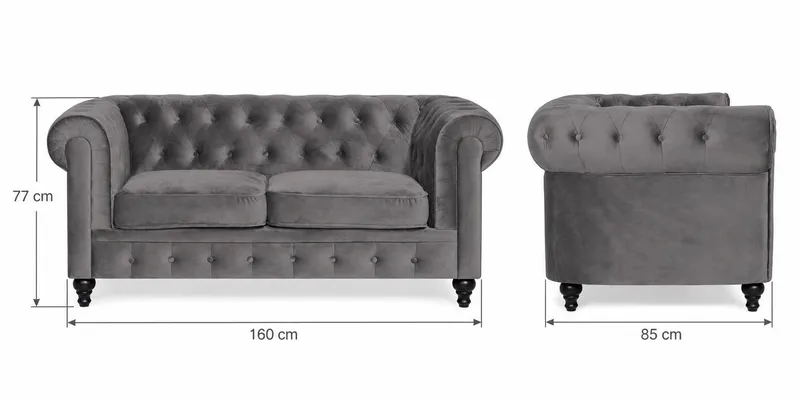 Chesterfield Lyx Soffgrupp 3+2+1 i Sammet - Grå - Möbler - Vardagsrum - Soffgrupper - Chesterfield soffgrupp