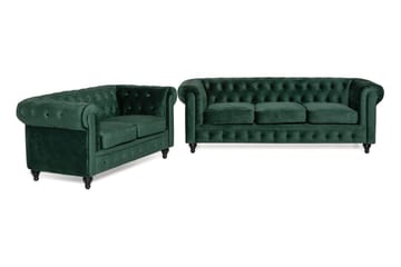 CHESTERFIELD Soffgrupp 3-sits+2-sits Sammet