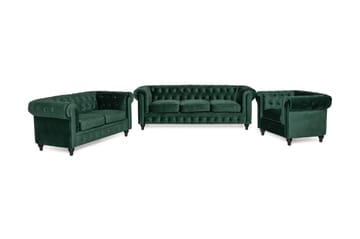 CHESTERFIELD Soffgrupp 3-sits+2-sits+Fåtölj Sammet