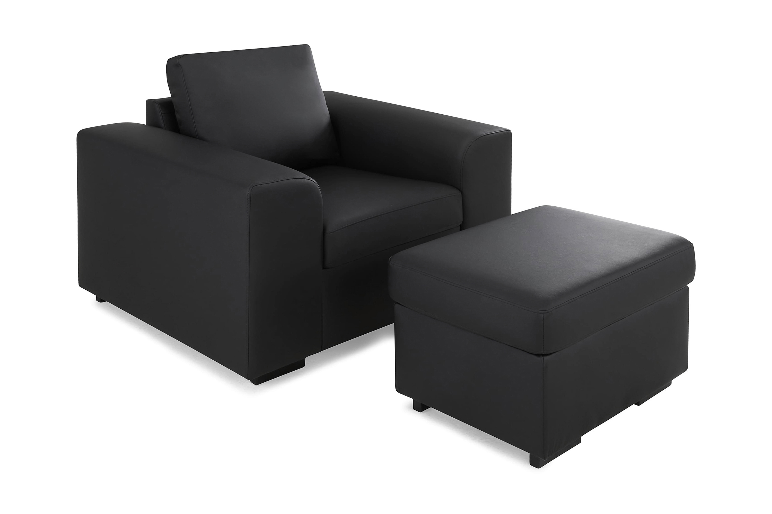 connect soffgrupp fåtölj+fotpall 70 svart -
