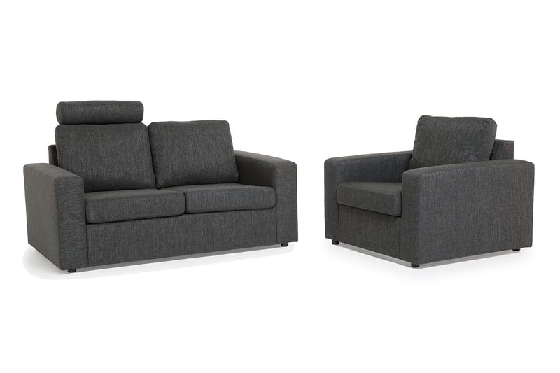 Crazy Soffgrupp 2-sits Soffa + Fåtölj i Tyg - Antracit - Möbler - Vardagsrum - Soffgrupper