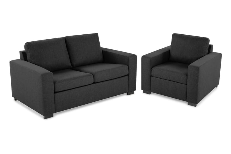 Crazy Soffgrupp 2-sits Soffa + Fåtölj i Tyg - Mörkgrå - Möbler - Vardagsrum - Soffgrupper