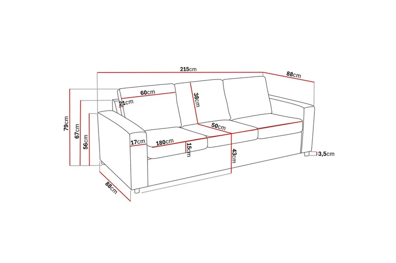 Crazy Soffgrupp 3-sits Soffa + Fåtölj i Tyg - Antracit - Möbler - Vardagsrum - Soffgrupper