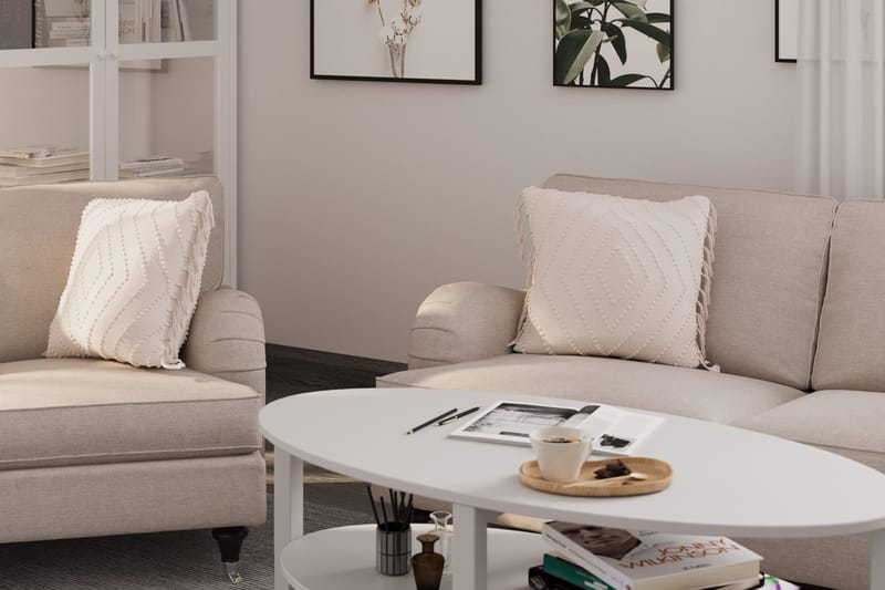 Howard Classic Soffgrupp 2-sits + Liten 2-sits Soffa + Fåtölj + Fotpall i Tyg - Beige - Möbler - Vardagsrum - Soffgrupper - Howard soffgrupp