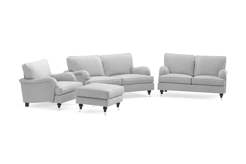 Howard Classic Soffgrupp 2-sits + Liten 2-sits Soffa + Fåtölj + Fotpall i Tyg - Grå - Möbler - Vardagsrum - Soffgrupper - Howard soffgrupp