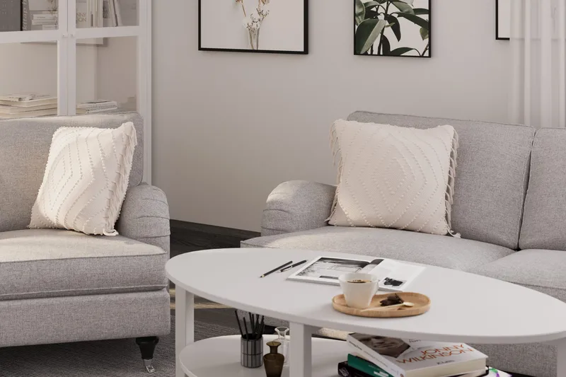 Howard Classic Soffgrupp 2-sits + Liten 2-sits Soffa + Fåtölj + Fotpall i Tyg - Grå - Möbler - Vardagsrum - Soffgrupper - Howard soffgrupp