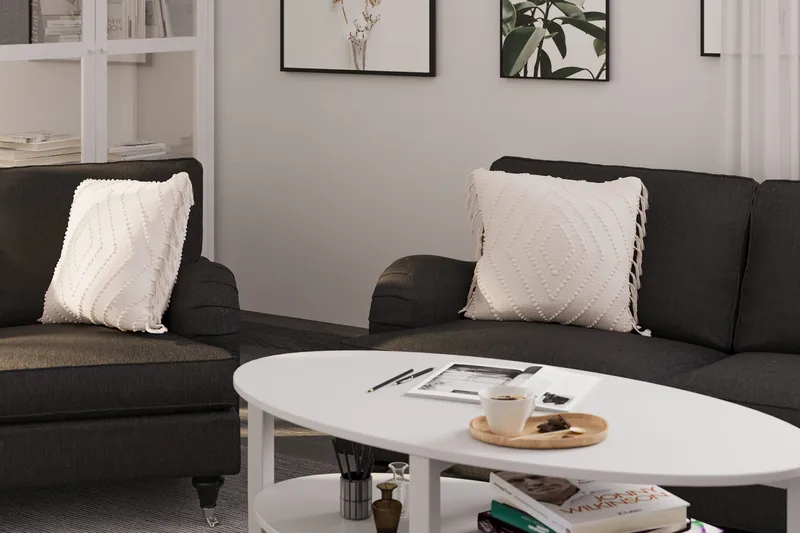 Howard Classic Soffgrupp 2-sits + Liten 2-sits Soffa + Fåtölj + Fotpall i Tyg - Mörkgrå - Möbler - Vardagsrum - Soffgrupper - Howard soffgrupp