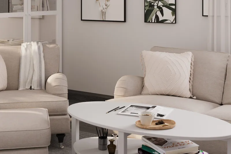 Howard Classic Soffgrupp 2-sits Soffa + Fåtölj + Fotpall i Tyg - Beige - Möbler - Vardagsrum - Soffgrupper - Howard soffgrupp