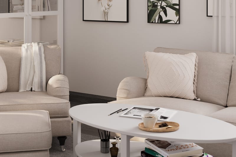 Howard Classic Soffgrupp 2-sits Soffa + Fåtölj + Fotpall i Tyg - Beige - Möbler - Vardagsrum - Soffgrupper - Howard soffgrupp