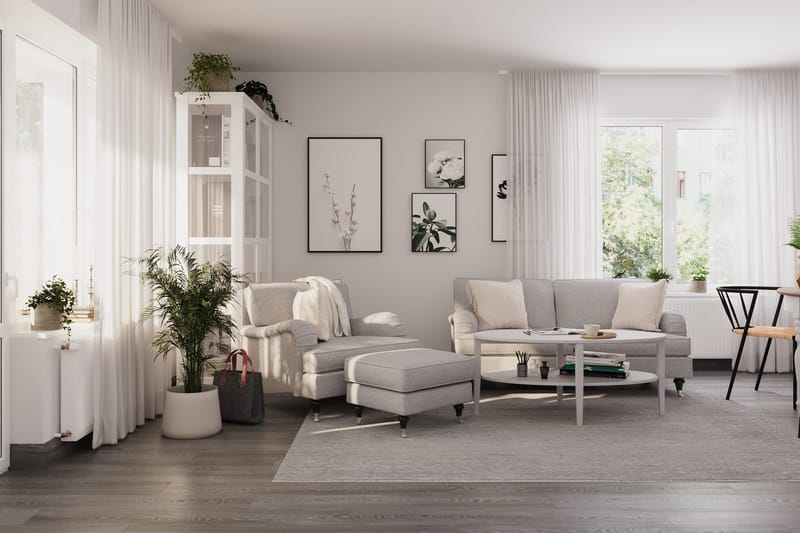 Howard Classic Soffgrupp 2-sits Soffa + Fåtölj + Fotpall i Tyg - Grå - Möbler - Vardagsrum - Soffgrupper - Howard soffgrupp