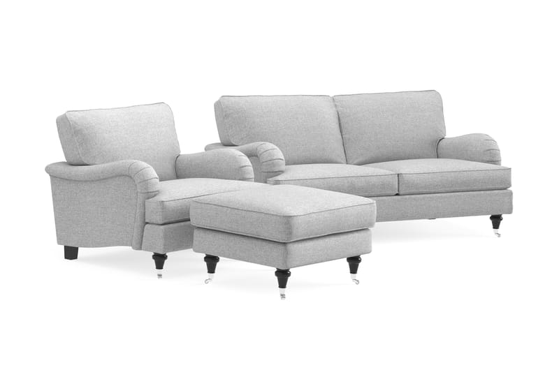 Howard Classic Soffgrupp 2-sits Soffa + Fåtölj + Fotpall i Tyg - Grå - Möbler - Vardagsrum - Soffgrupper - Howard soffgrupp