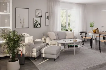 Howard Classic Soffgrupp 2-sits Soffa + Fåtölj + Fotpall i Tyg - Grå - Möbler - Vardagsrum - Soffgrupper - Howard soffgrupp