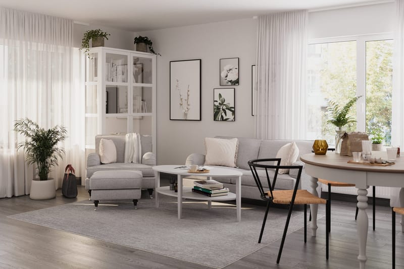 Howard Classic Soffgrupp 2-sits Soffa + Fåtölj + Fotpall i Tyg - Grå - Möbler - Vardagsrum - Soffgrupper - Howard soffgrupp