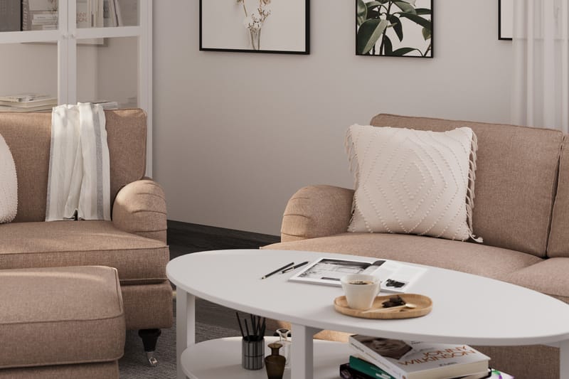 Howard Classic Soffgrupp 2-sits Soffa + Fåtölj + Fotpall i Tyg - Mörkbeige - Möbler - Vardagsrum - Soffgrupper - Howard soffgrupp