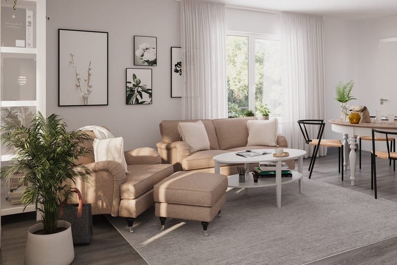 Howard Classic Soffgrupp 2-sits Soffa + Fåtölj + Fotpall i Tyg - Mörkbeige - Möbler - Vardagsrum - Soffgrupper - Howard soffgrupp
