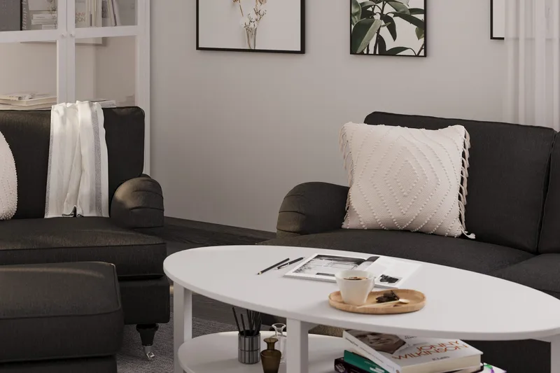 Howard Classic Soffgrupp 2-sits Soffa + Fåtölj + Fotpall i Tyg - Mörkgrå - Möbler - Vardagsrum - Soffgrupper - Howard soffgrupp