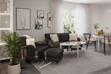 Howard Classic Soffgrupp 2-sits Soffa + Fåtölj + Fotpall i Tyg - Mörkgrå - Möbler - Vardagsrum - Soffgrupper - Howard soffgrupp