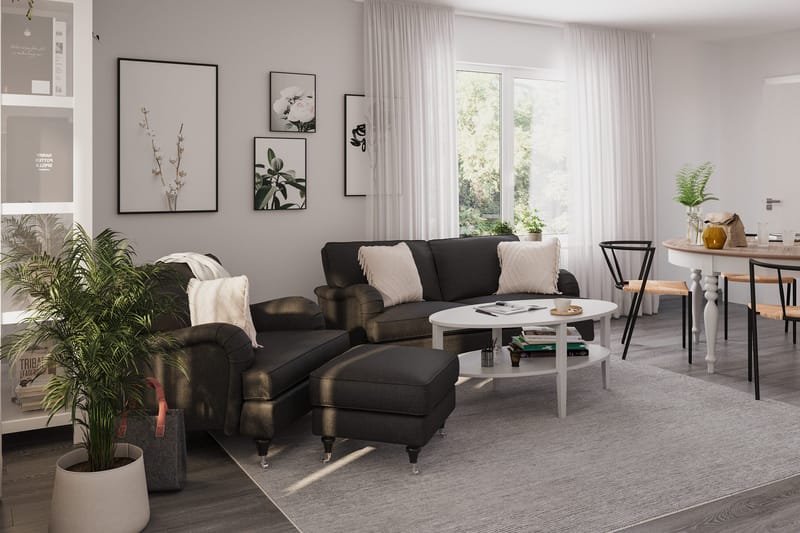 Howard Classic Soffgrupp 2-sits Soffa + Fåtölj + Fotpall i Tyg - Mörkgrå - Möbler - Vardagsrum - Soffgrupper - Howard soffgrupp