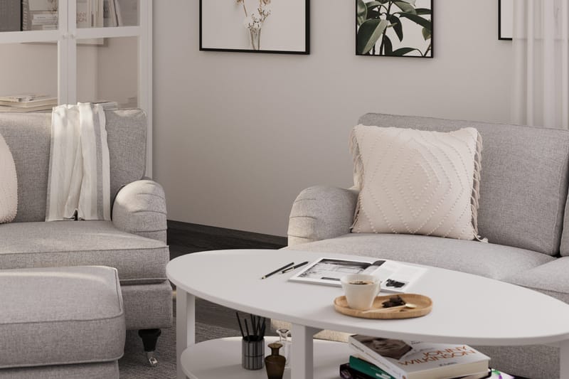 Howard Classic Soffgrupp 2-sits Svängd Soffa + Fåtölj + Fotpall i Tyg - Grå - Möbler - Vardagsrum - Soffgrupper - Howard soffgrupp