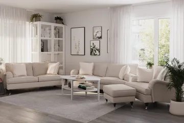 Howard Classic Soffgrupp 3-sits + 2-sits Soffa + Fåtölj + Fotpall i Tyg - Beige - Möbler - Vardagsrum - Soffgrupper - Howard soffgrupp
