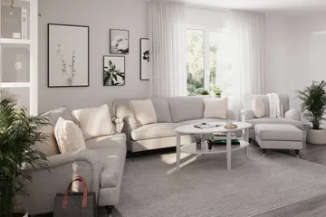 Howard Classic Soffgrupp 3-sits + 2-sits Soffa + Fåtölj + Fotpall i Tyg - Grå - Möbler - Vardagsrum - Soffgrupper - Howard soffgrupp