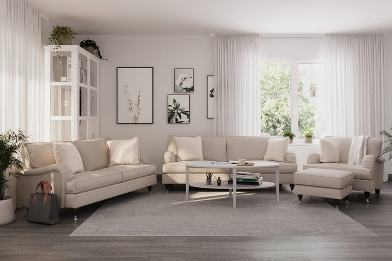 Howard Classic Soffgrupp 3-sits + 2-sits Soffa + Fåtölj i Tyg - Beige - Möbler - Vardagsrum - Soffgrupper - Howard soffgrupp