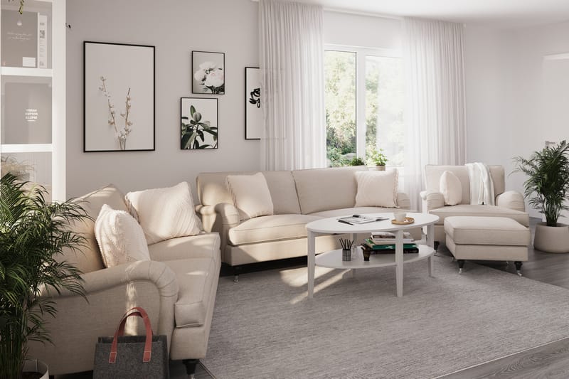 Howard Classic Soffgrupp 3-sits + 2-sits Soffa + Fåtölj i Tyg - Beige - Möbler - Vardagsrum - Soffgrupper - Howard soffgrupp