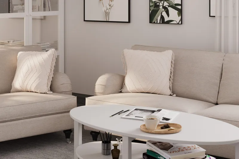 Howard Classic Soffgrupp 3-sits + 2-sits Soffa + Fåtölj i Tyg - Beige - Möbler - Vardagsrum - Soffgrupper - Howard soffgrupp