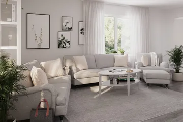 Howard Classic Soffgrupp 3-sits + 2-sits Soffa + Fåtölj i Tyg - Grå - Möbler - Vardagsrum - Soffgrupper - Howard soffgrupp