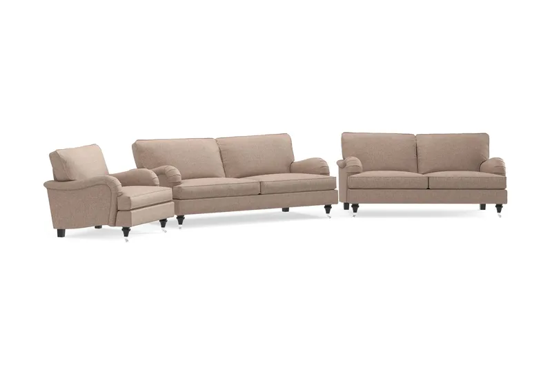 Howard Classic Soffgrupp 3-sits + 2-sits Soffa + Fåtölj i Tyg - Mörkbeige - Möbler - Vardagsrum - Soffgrupper - Howard soffgrupp