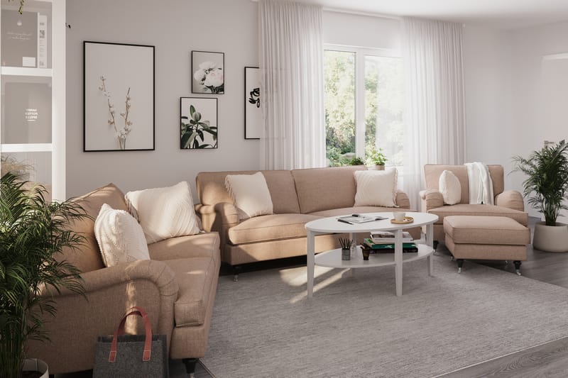 Howard Classic Soffgrupp 3-sits + 2-sits Soffa + Fåtölj i Tyg - Mörkbeige - Möbler - Vardagsrum - Soffgrupper - Howard soffgrupp