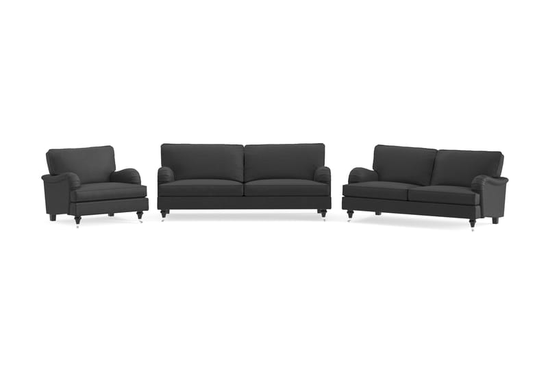 Howard Classic Soffgrupp 3-sits + 2-sits Soffa + Fåtölj i Tyg - Mörkgrå - Möbler - Vardagsrum - Soffgrupper - Howard soffgrupp