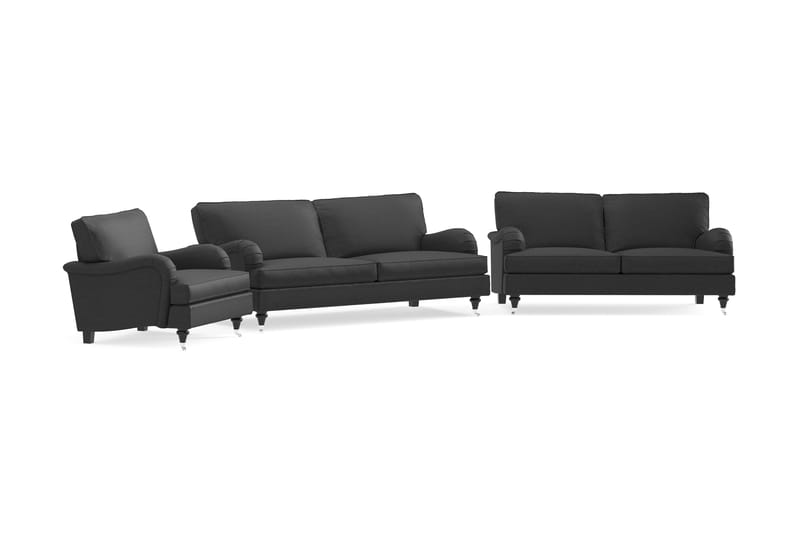 Howard Classic Soffgrupp 3-sits + 2-sits Soffa + Fåtölj i Tyg - Mörkgrå - Möbler - Vardagsrum - Soffgrupper - Howard soffgrupp