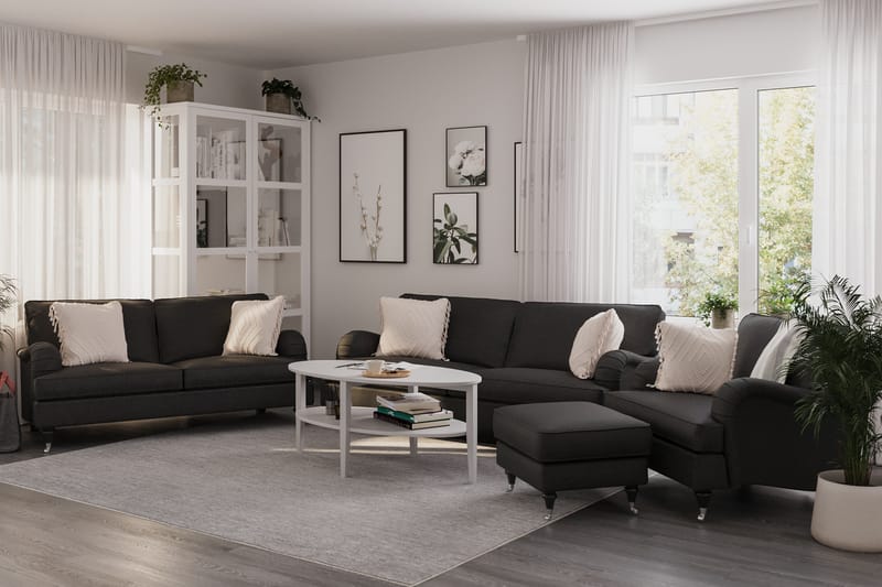 Howard Classic Soffgrupp 3-sits + 2-sits Soffa + Fåtölj i Tyg - Mörkgrå - Möbler - Vardagsrum - Soffgrupper - Howard soffgrupp