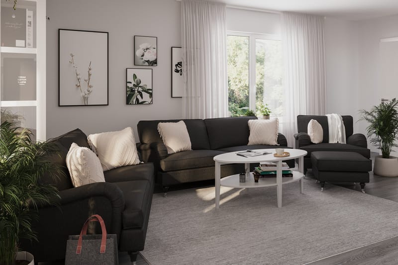 Howard Classic Soffgrupp 3-sits + 2-sits Soffa + Fåtölj i Tyg - Mörkgrå - Möbler - Vardagsrum - Soffgrupper - Howard soffgrupp