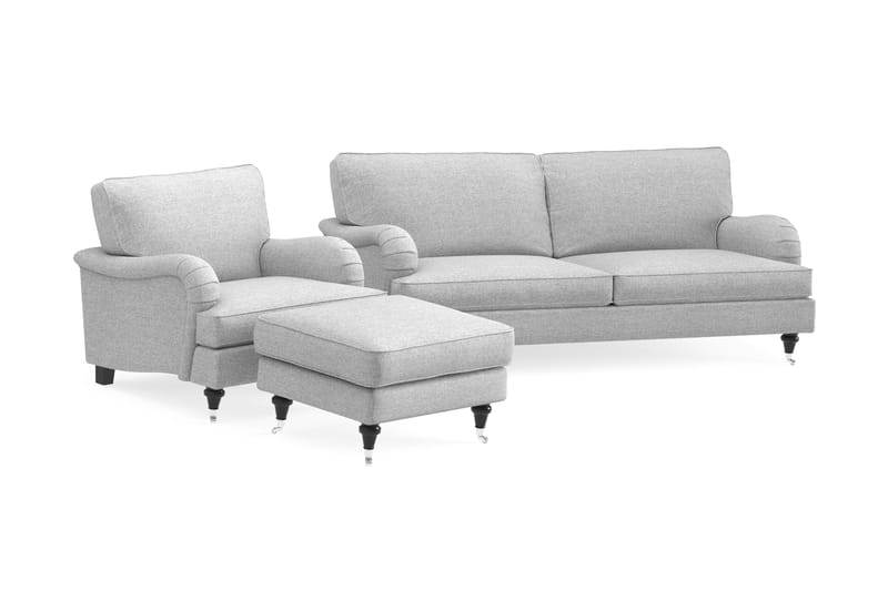 Howard Classic Soffgrupp 3-sits Soffa + Fåtölj + Fotpall i Tyg - Grå - Möbler - Vardagsrum - Soffgrupper - Howard soffgrupp