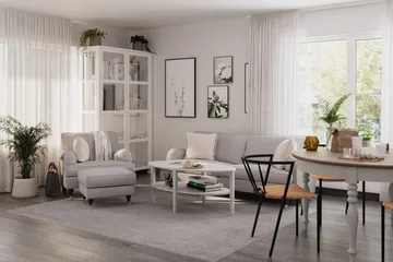 Howard Classic Soffgrupp 3-sits Soffa + Fåtölj + Fotpall i Tyg - Grå - Möbler - Vardagsrum - Soffgrupper - Howard soffgrupp