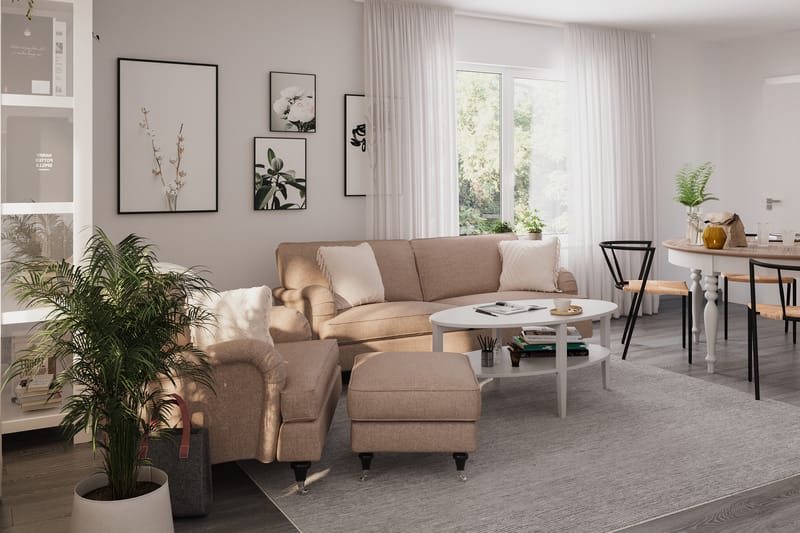Howard Classic Soffgrupp 3-sits Soffa + Fåtölj + Fotpall i Tyg - Mörkbeige - Möbler - Vardagsrum - Soffgrupper - Howard soffgrupp