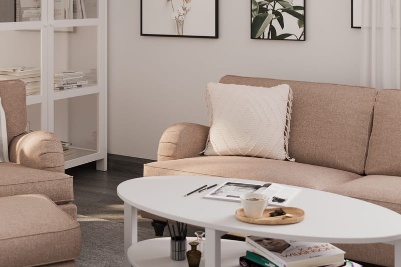 Howard Classic Soffgrupp 3-sits Soffa + Fåtölj + Fotpall i Tyg - Mörkbeige - Möbler - Vardagsrum - Soffgrupper - Howard soffgrupp