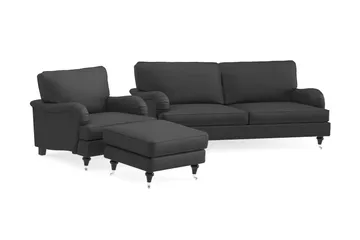 Howard Classic Soffgrupp 3-sits Soffa + Fåtölj + Fotpall i Tyg - Mörkgrå - Möbler - Vardagsrum - Soffgrupper - Howard soffgrupp