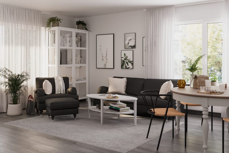Howard Classic Soffgrupp 3-sits Soffa + Fåtölj + Fotpall i Tyg - Mörkgrå - Möbler - Vardagsrum - Soffgrupper - Howard soffgrupp