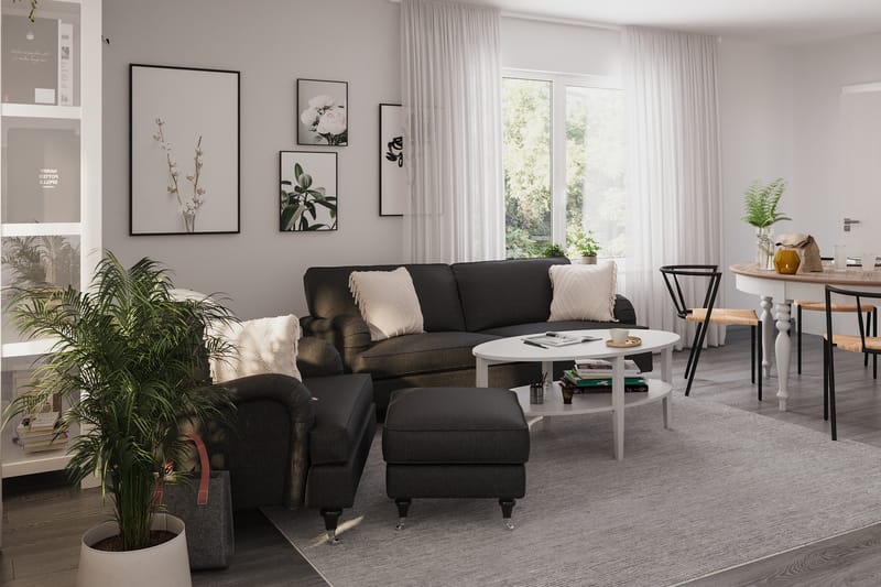 Howard Classic Soffgrupp 3-sits Soffa + Fåtölj + Fotpall i Tyg - Mörkgrå - Möbler - Vardagsrum - Soffgrupper - Howard soffgrupp