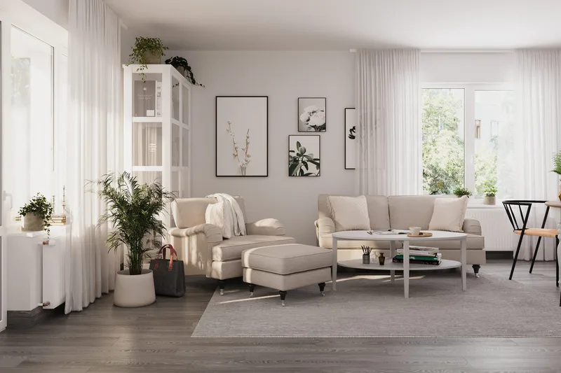 Howard Classic Soffgrupp 3-sits Soffa + Fåtölj i Tyg - Beige - Möbler - Vardagsrum - Soffgrupper - Howard soffgrupp